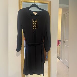 Michael Kors Black Dress with Gold Detailing